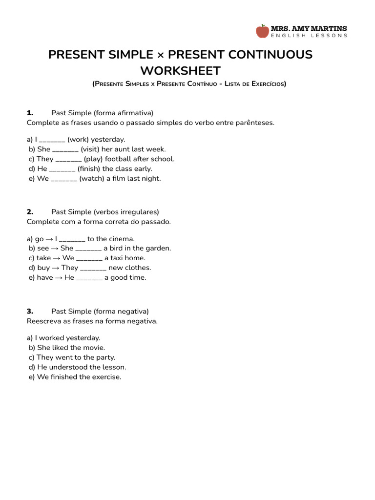 Present Simple × Present Continuous - Worksheet | PDF | Chess Theory ...