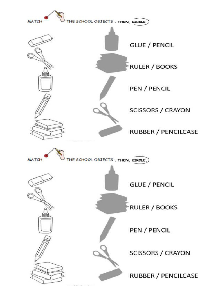 SCHOOL OBJECTS 3 - Match and Choose | PDF