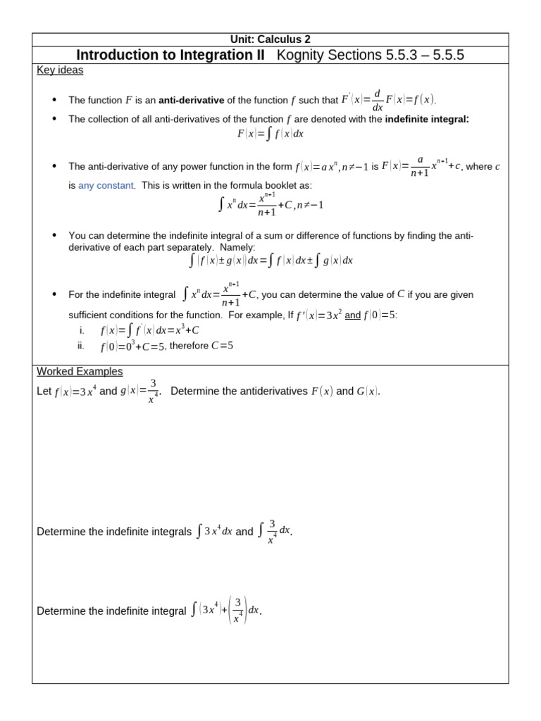 5.5b Introduction To Integration II | PDF | Integral | Function ...
