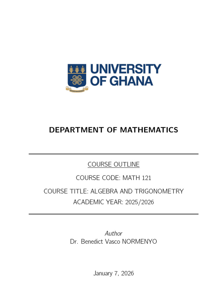Math 121 Course Outline 2025 2026 1 | PDF | Function (Mathematics ...