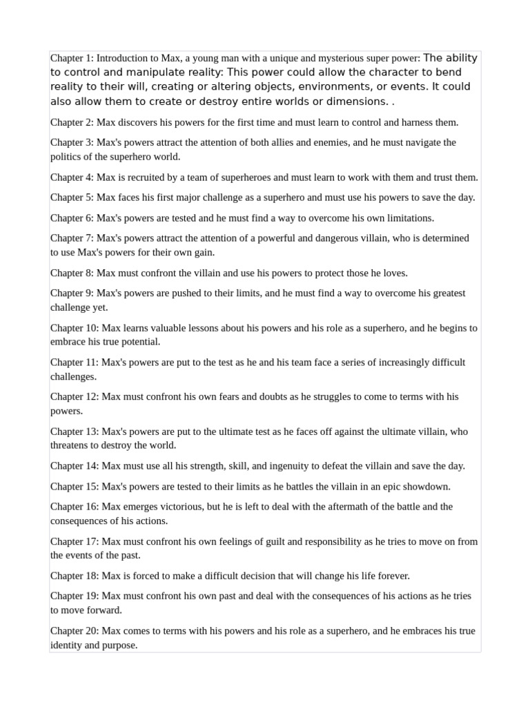 Max Controls Reality Outline | PDF