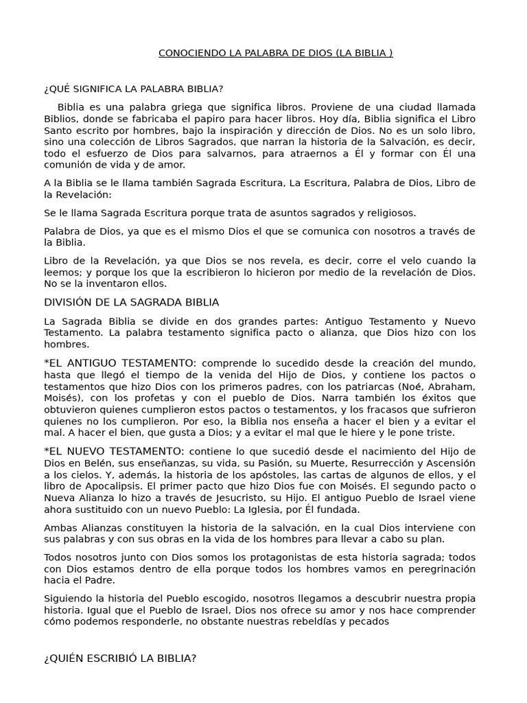 Conociendo La Palabra de Dios | PDF | Biblia | Eclesiastés