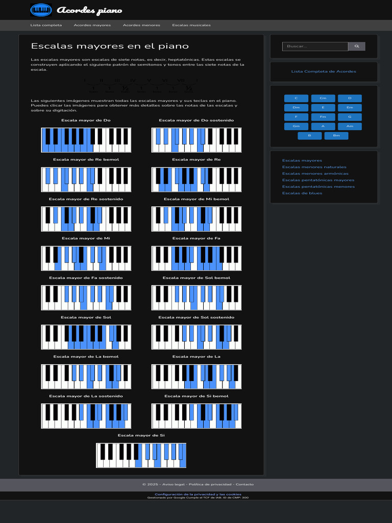 Escalas Mayores para Piano | PDF | Escala (música) | Acorde (Música)