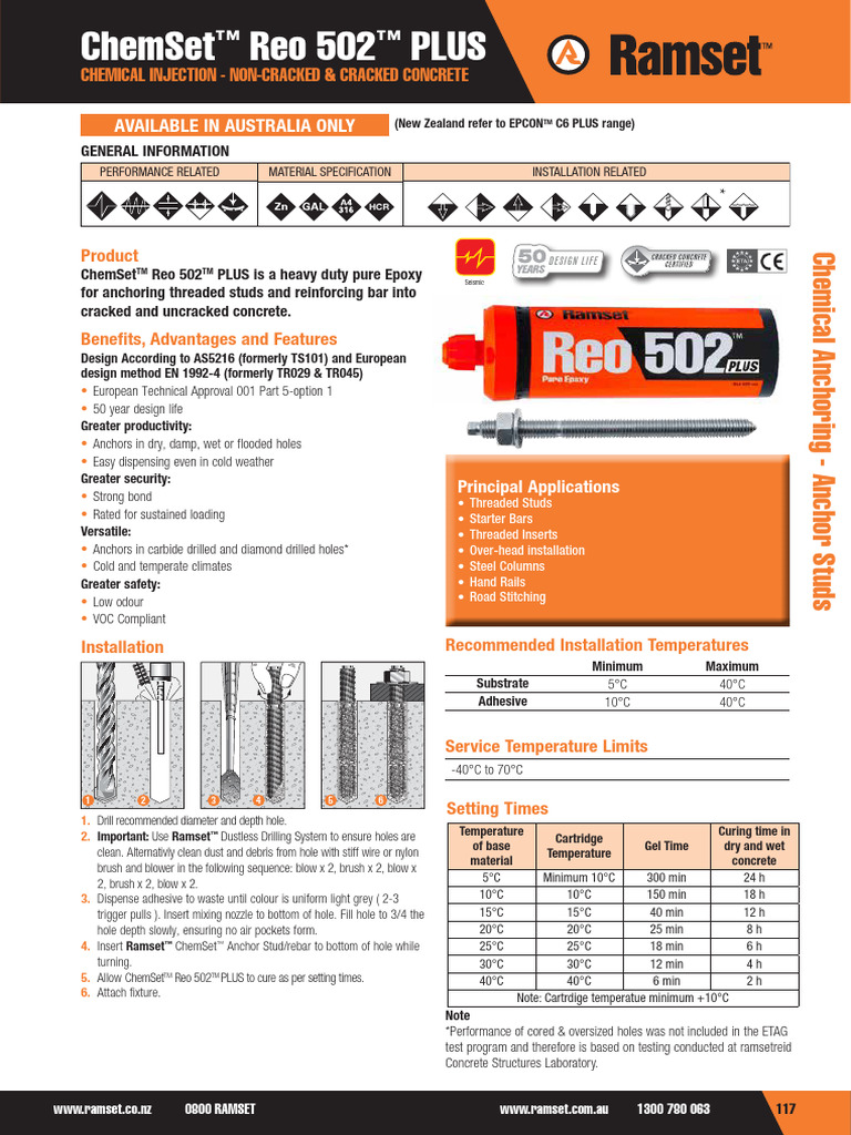 ChemSet™ Reo 502™ PLUS - Anchor Studs | PDF | Strength Of Materials ...