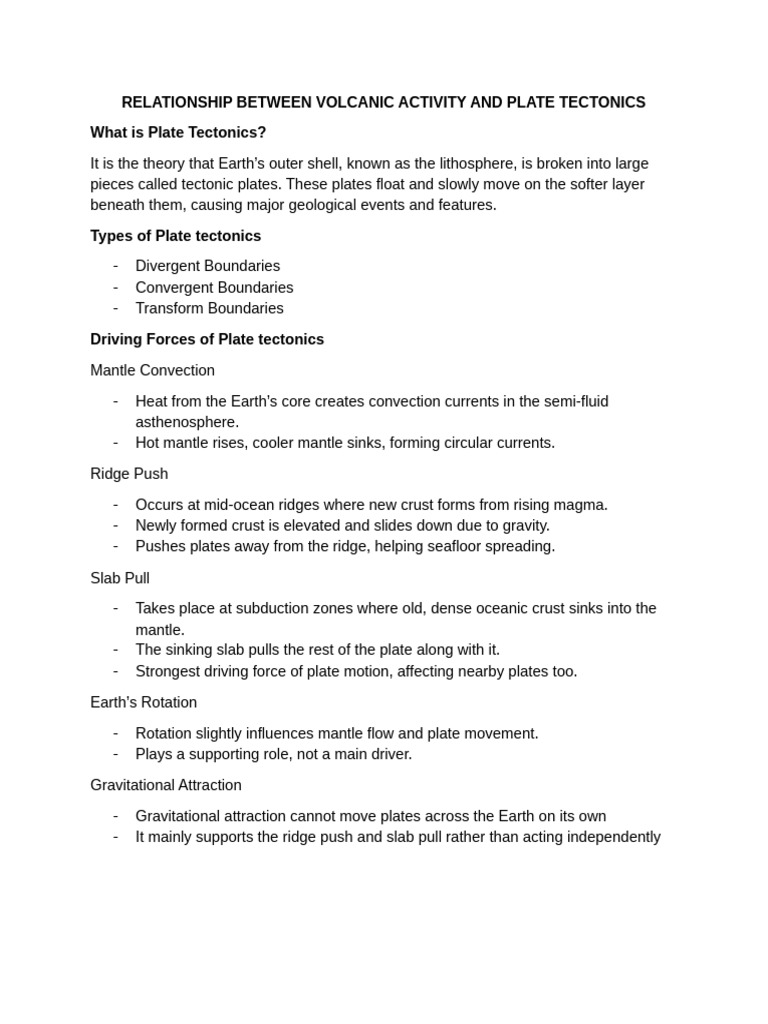 Relationship Between Volcanic Activity and Plate Tectonics | PDF ...