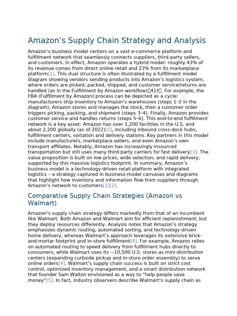 Amazon's Supply Chain Strategy and Analysis | PDF | Supply Chain ...