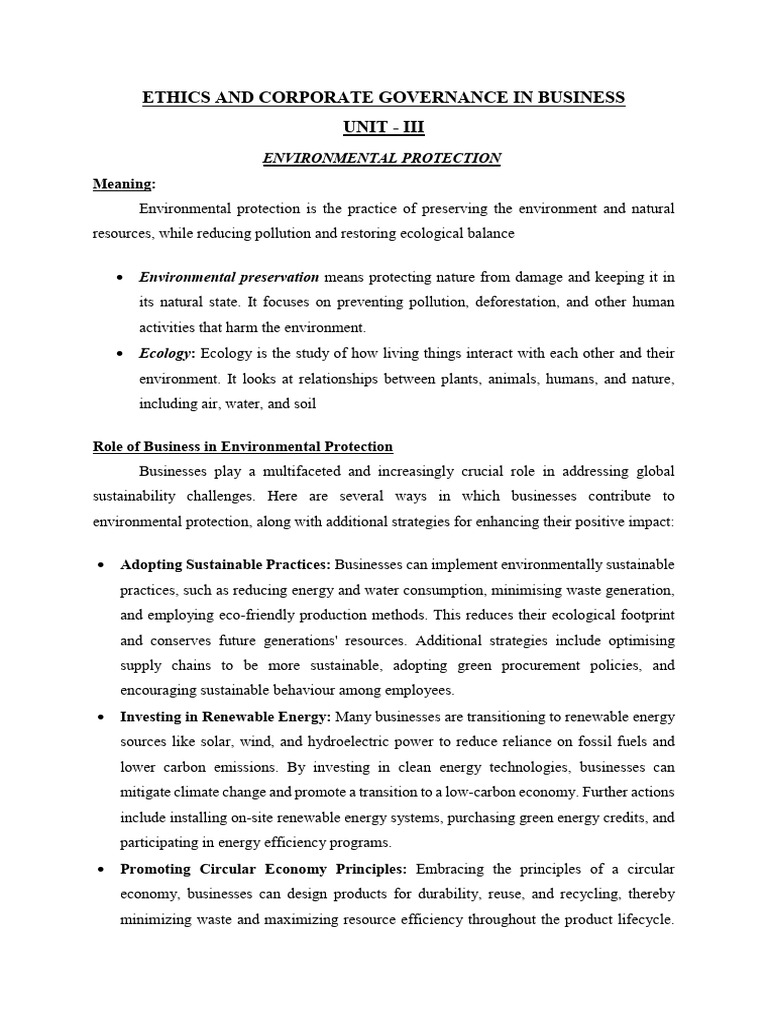 Unit 3 - Ethics and Corporate Governance in Business | PDF | Waste ...