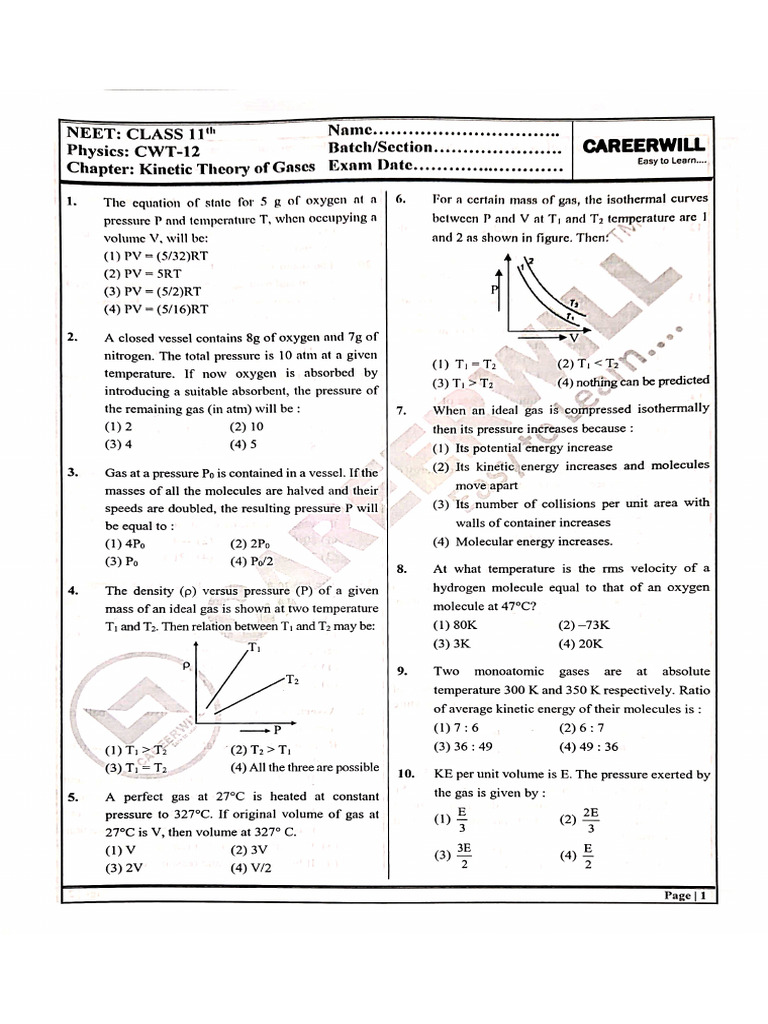 Kinetic Theory of Gases | PDF
