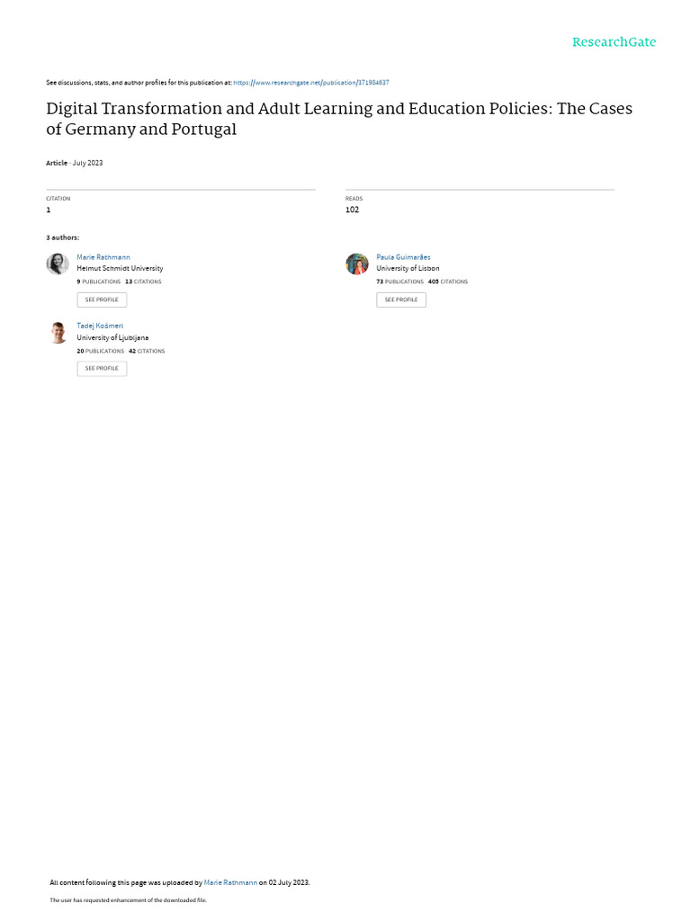 Rathmann Guimaraes Kosmerl 2023 DigitalTransformationALE | PDF ...