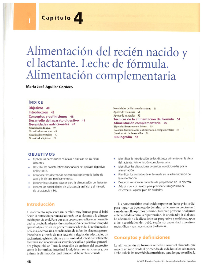 Cap. 4 Elsevier-Aliment - RN - y - Lact. - Leche - Formula | PDF