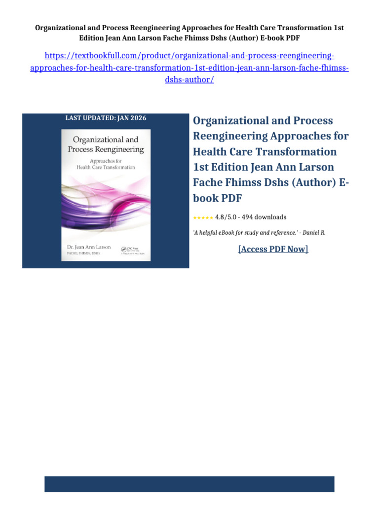Organizational and Process Reengineering Approaches for Health Care ...