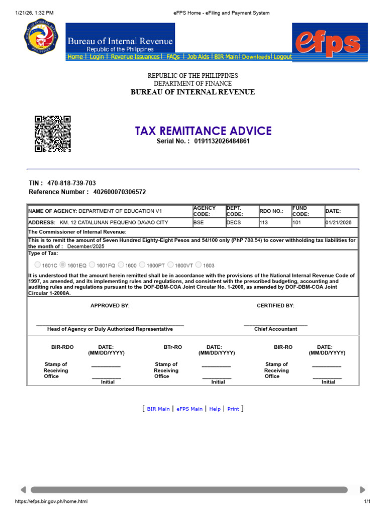 EFPS Home - EFiling and Payment System3 | PDF | Taxes | Government Finances