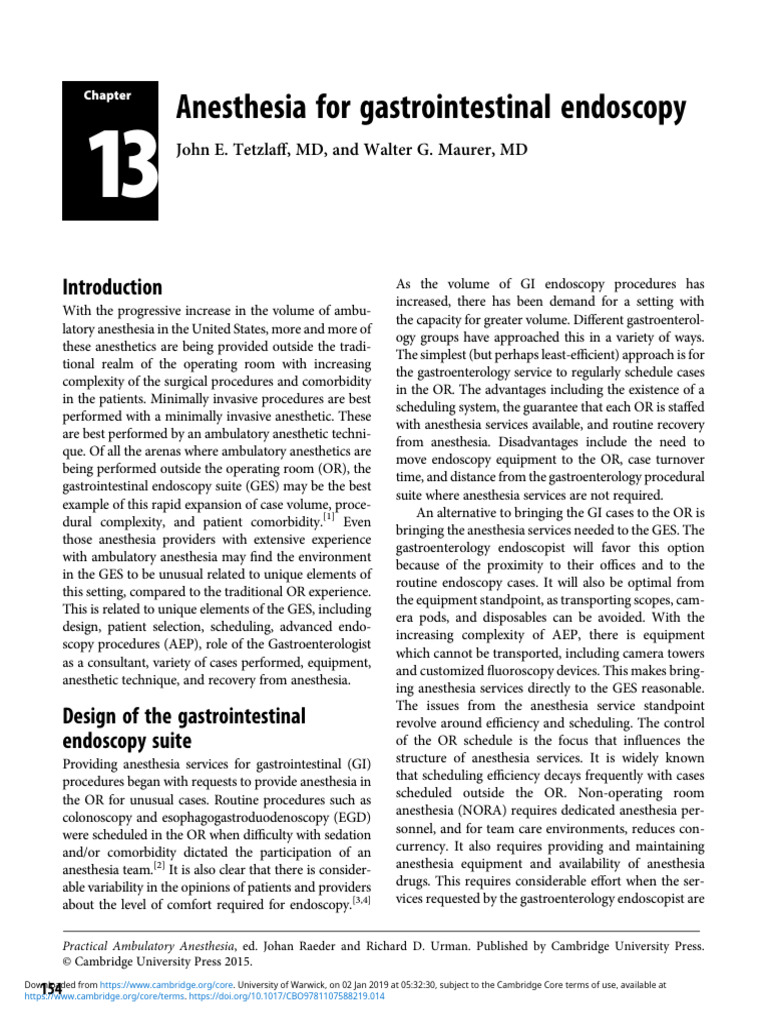 Anesthesia For GI Endos | PDF | Anesthesia | Stent