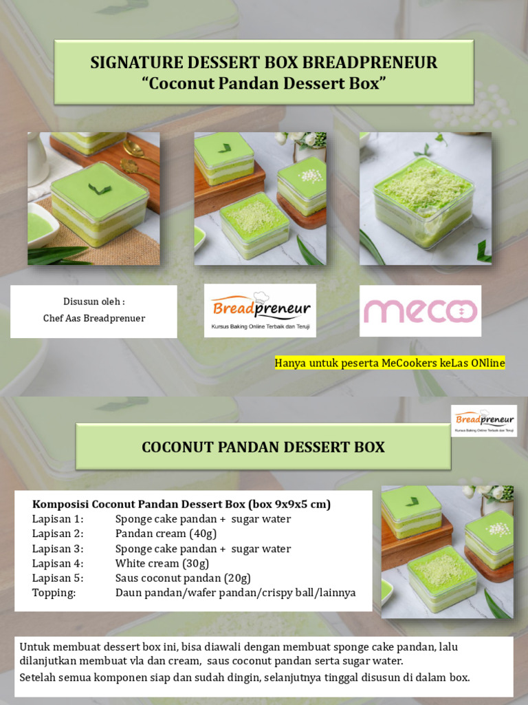 Coconut Pandan Dessert Box by Breadpreneur | PDF