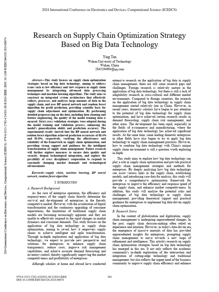 Research On Supply Chain Optimization Strategy Based On Big Data ...
