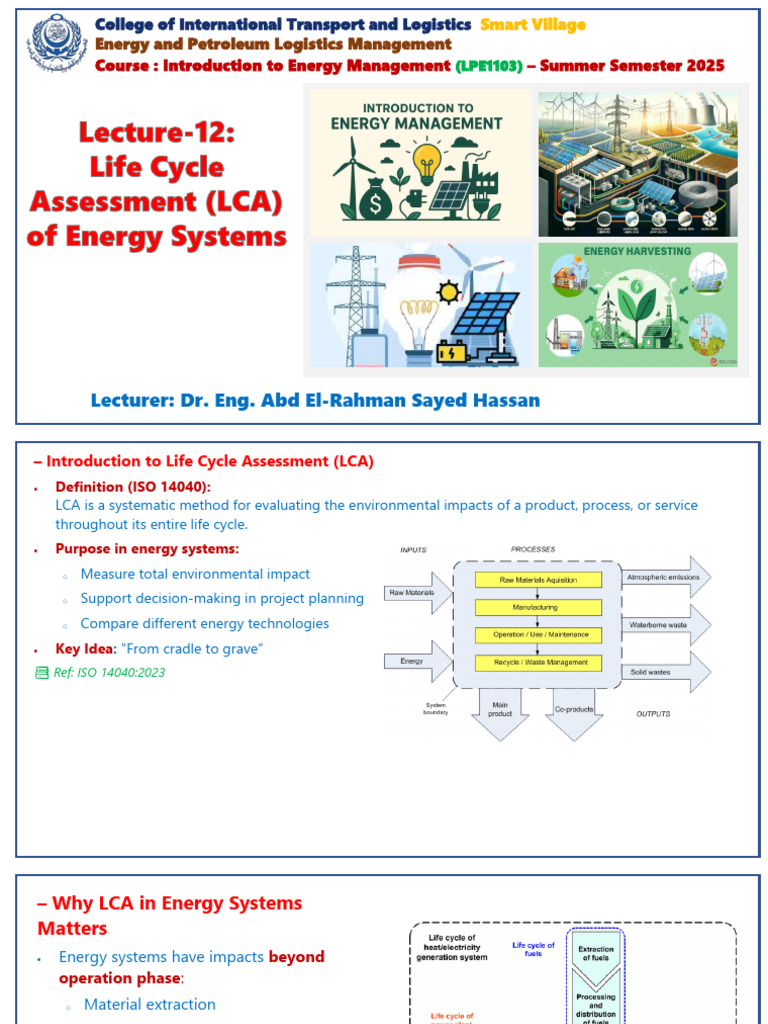 Lecture-12 Life Cycle Assessment (LCA) of Energy Systems | PDF | Life ...
