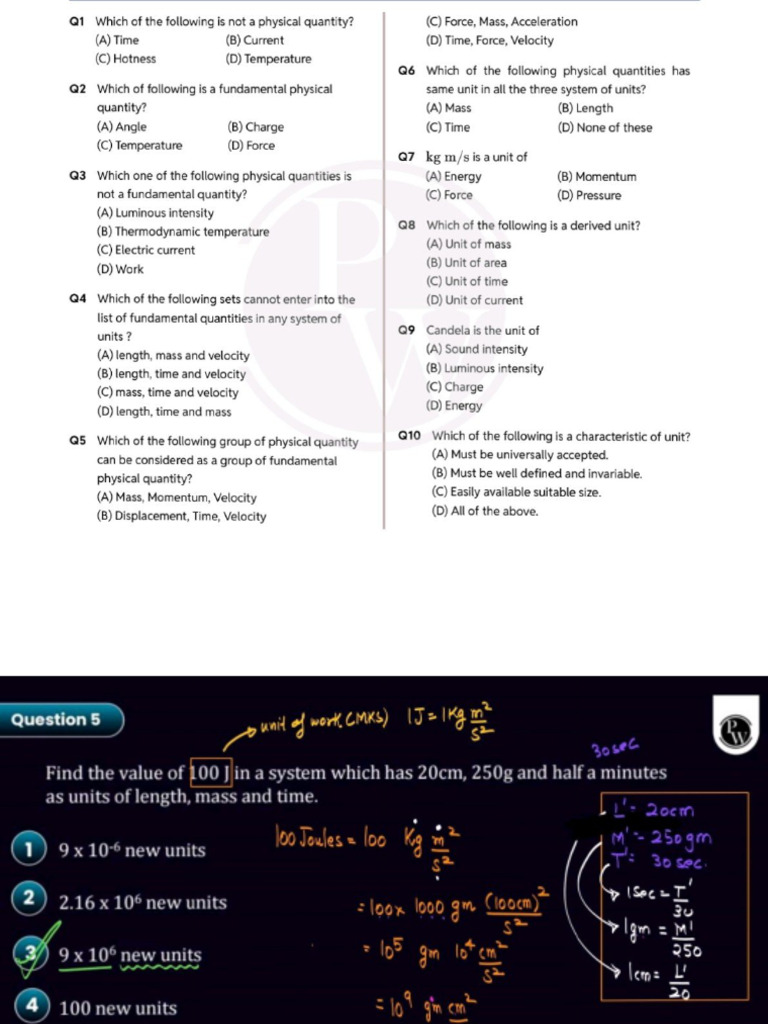 CH 1 Physics Wrong Que | PDF