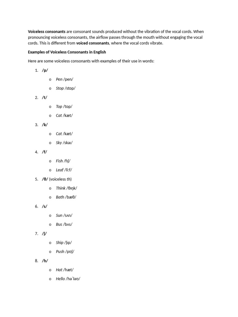 Voiceless and Voiced Consonant | PDF | Linguistics | Human Voice