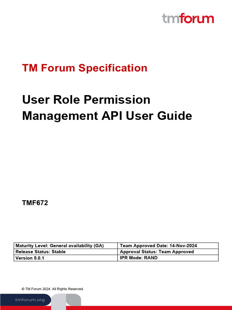 TMF672 User Role Permission-V5.0.1 Userguide | PDF | Use Case | Copyright