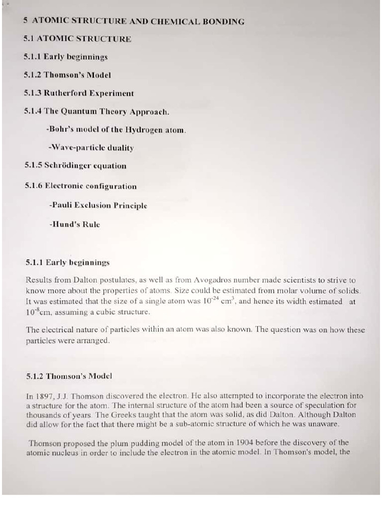 Chem - Atomic Structure and Bonding | PDF