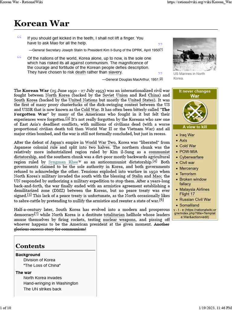 Korean War - RationalWiki | PDF | Korean War | North Korea
