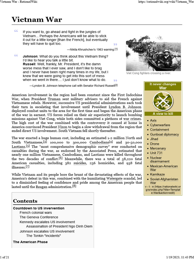 Vietnam War - RationalWiki | PDF | Vietnam War | South Vietnam