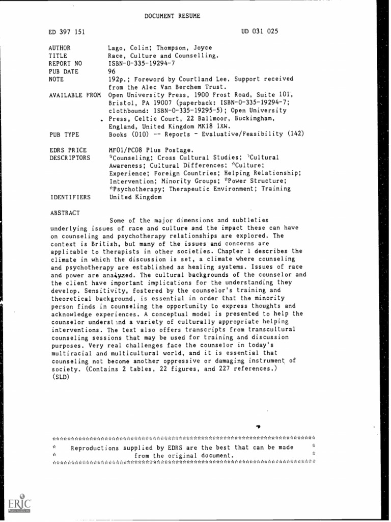 Ed 397151 | PDF | Psychotherapy