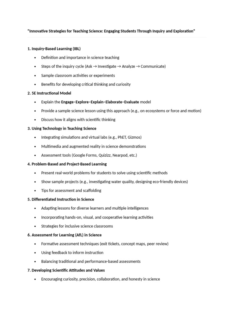 Innovative Strategies For Teaching Science | PDF | Inquiry Based ...