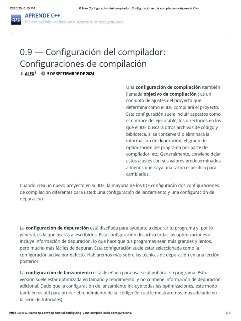 0.9 - Configuración Del Compilador - Configuraciones de Compilación ...