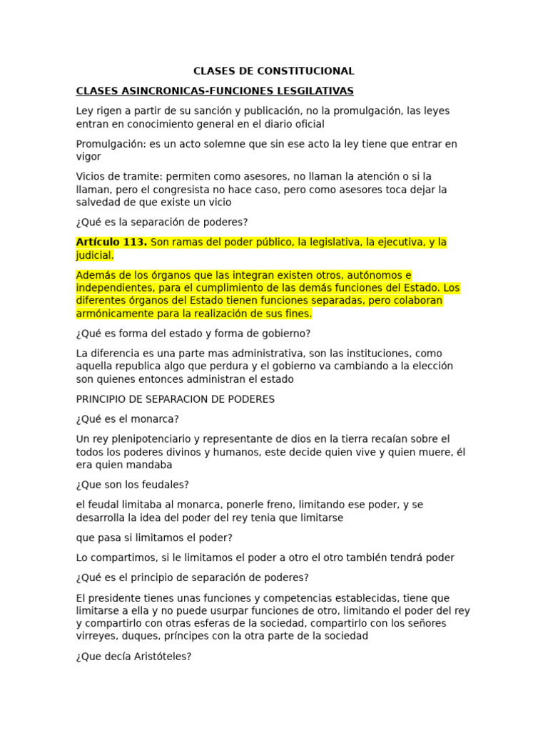 Clases de Constitucional | PDF | Separación de poderes | Gobierno