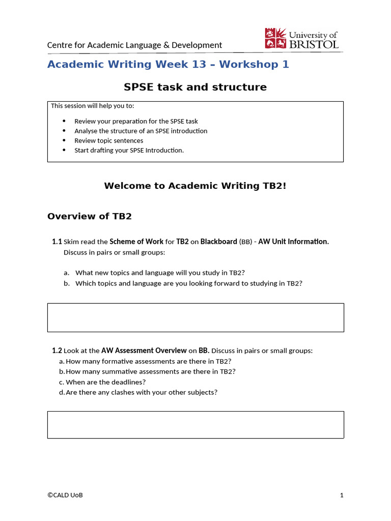 AW Wk13 WS1 SN - SPSE Task and Structure | PDF | Intergovernmental ...