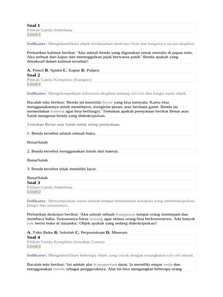 Latihan Soal TKA 2 | PDF
