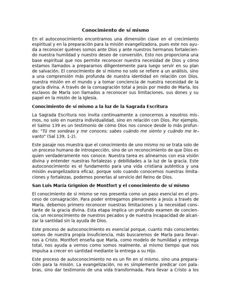 Conocimiento de Sí Mismo | PDF | María, madre de Jesús | Gracia divina