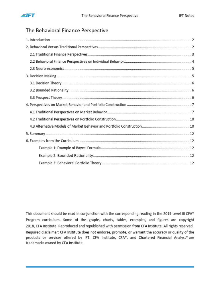 R07 the Behavioral Finance Perspective IFT Notes | PDF | Efficient ...
