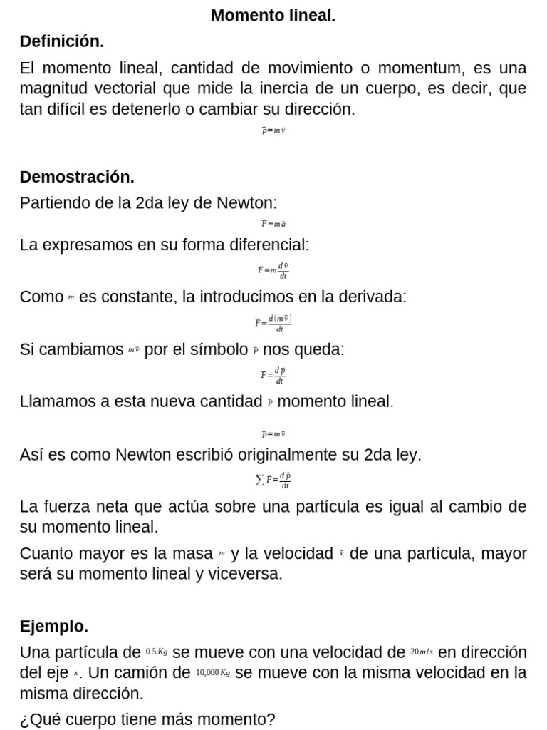Momento Lineal e Impulso | PDF | Impulso | Fuerza