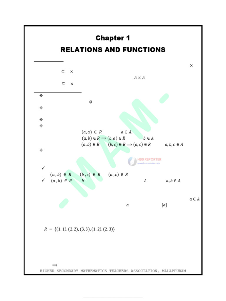 Hssrptr_plus Two Maths-1. Relations and Functions | PDF | Empty Set ...