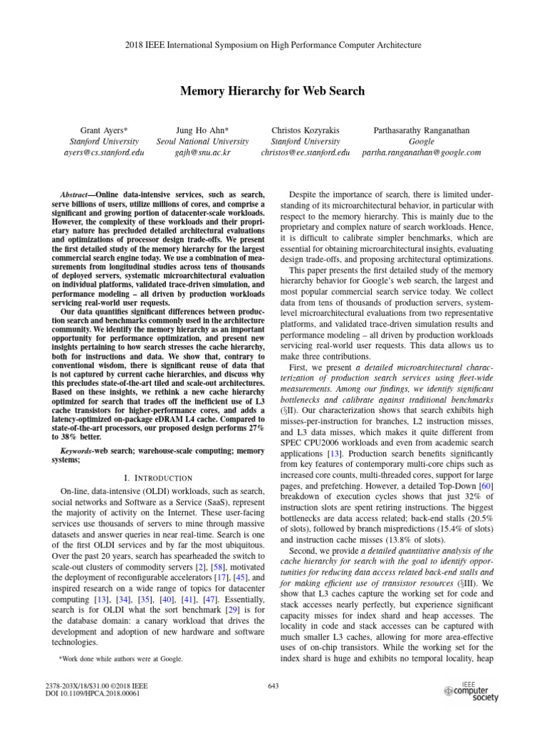 Memory Hierarchy For Web Search | PDF | Cpu Cache | Cache (Computing)