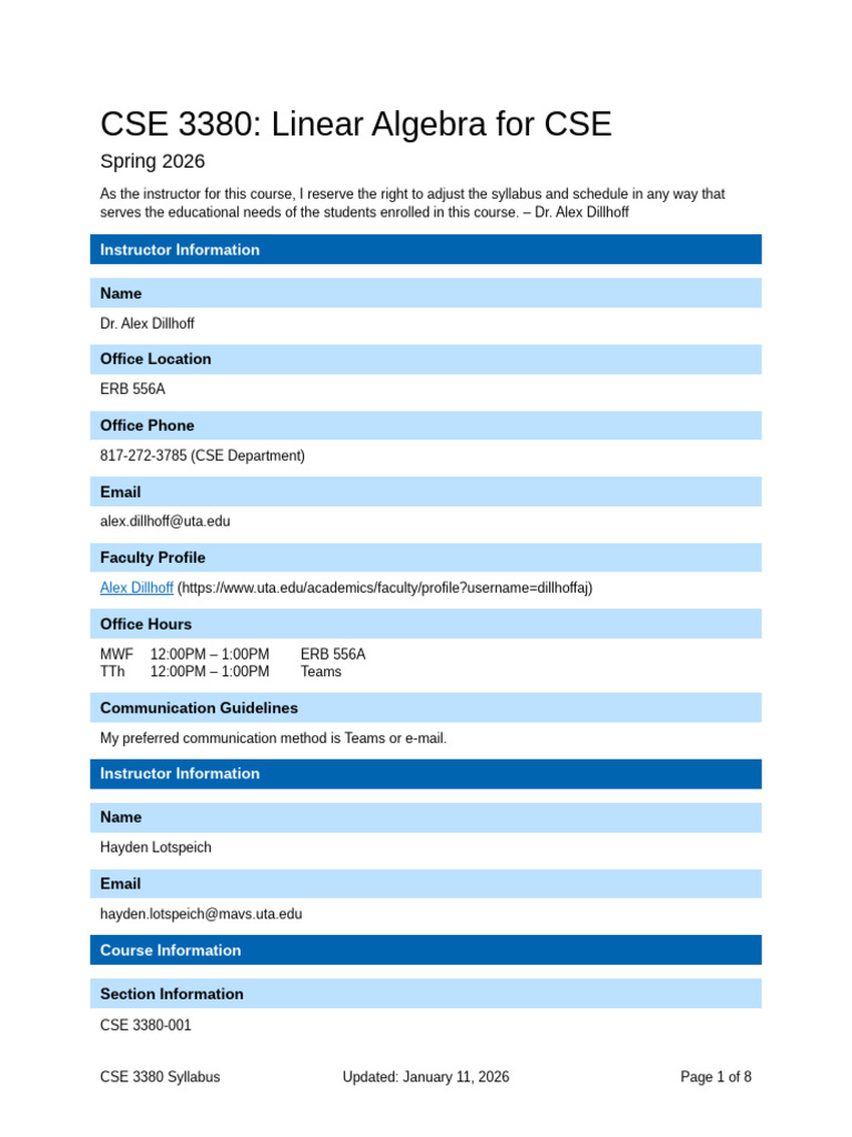 2026 Spring - 2262 Cse 3380 001 | PDF | Eigenvalues And Eigenvectors ...