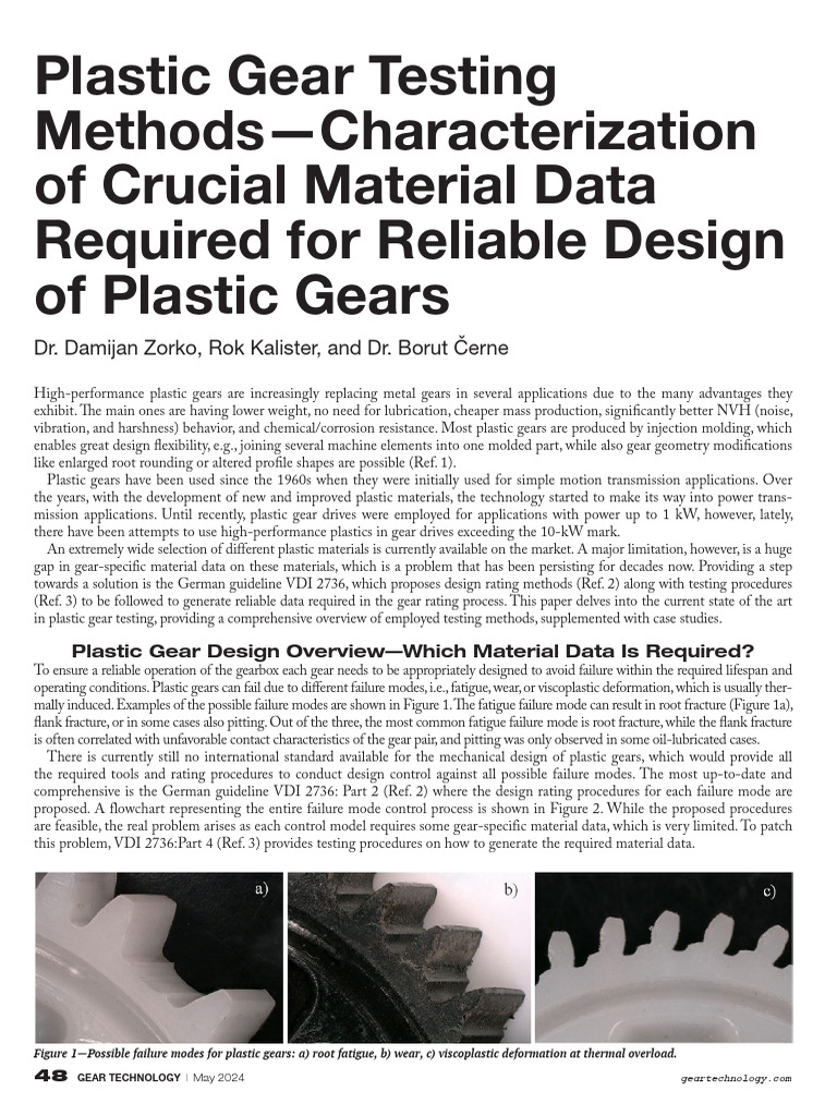 Plastic Gear Testing Methods Characterization of Crucial Material Data ...
