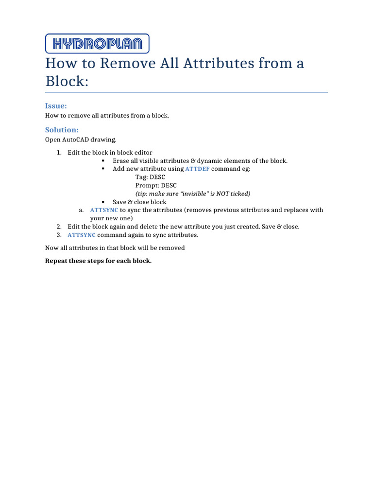 AutoCAD - Removing Attributes From Blocks | PDF