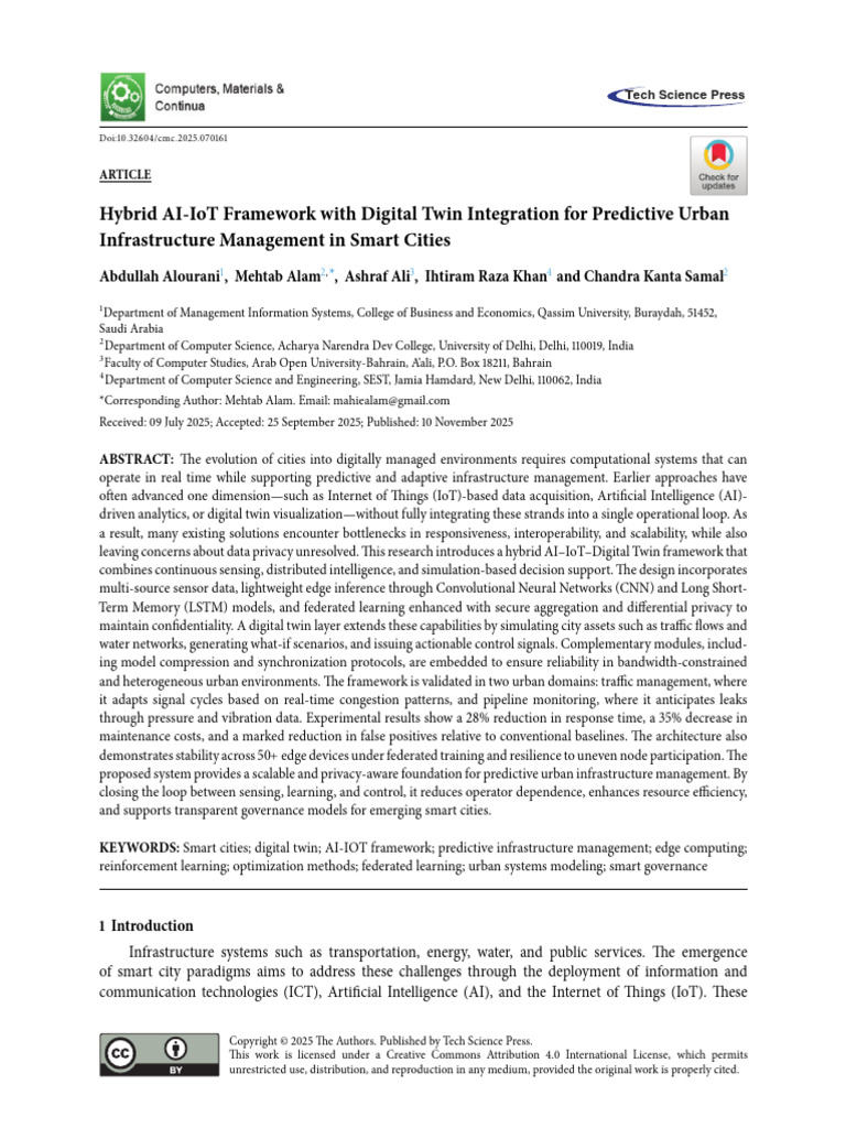 Hybrid AI-IoT Framework With Digital Twin Integration For Predictive ...