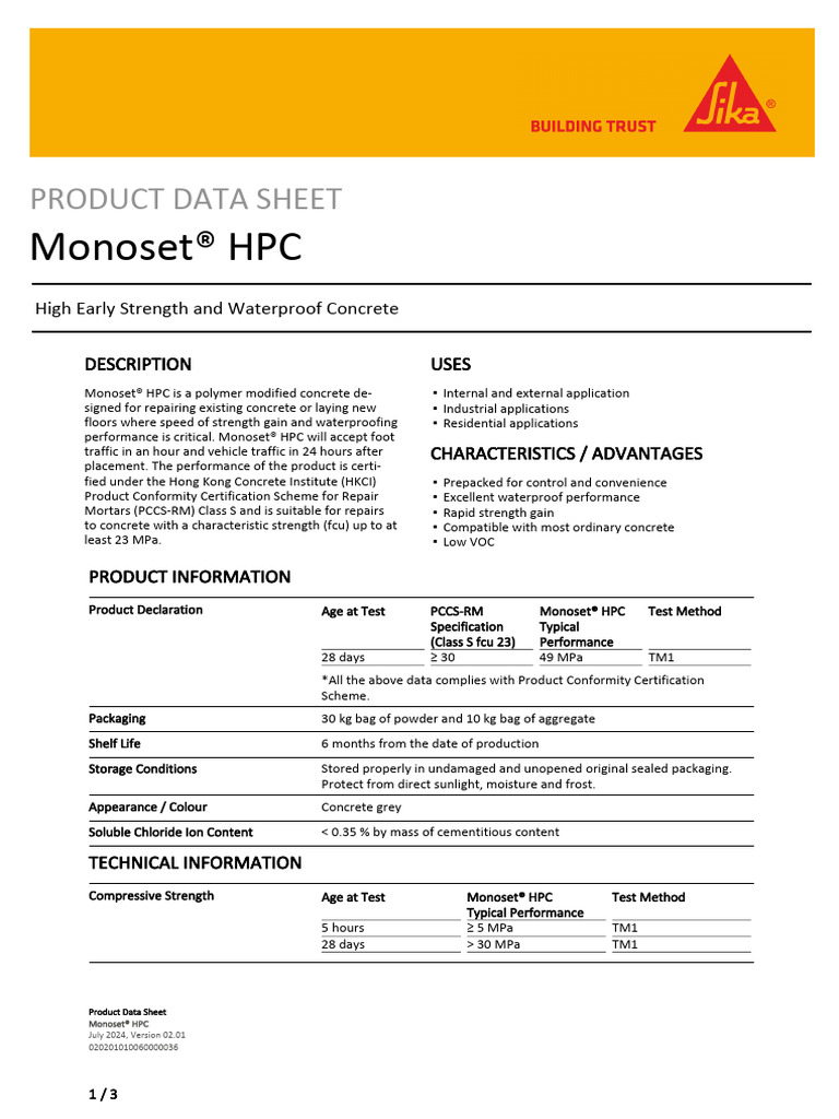Pds Monoset Hpc | PDF | Concrete | Materials