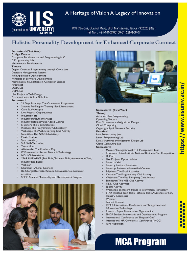 MCA - IIS Univ Brochure 2023 | PDF | Databases | Computing