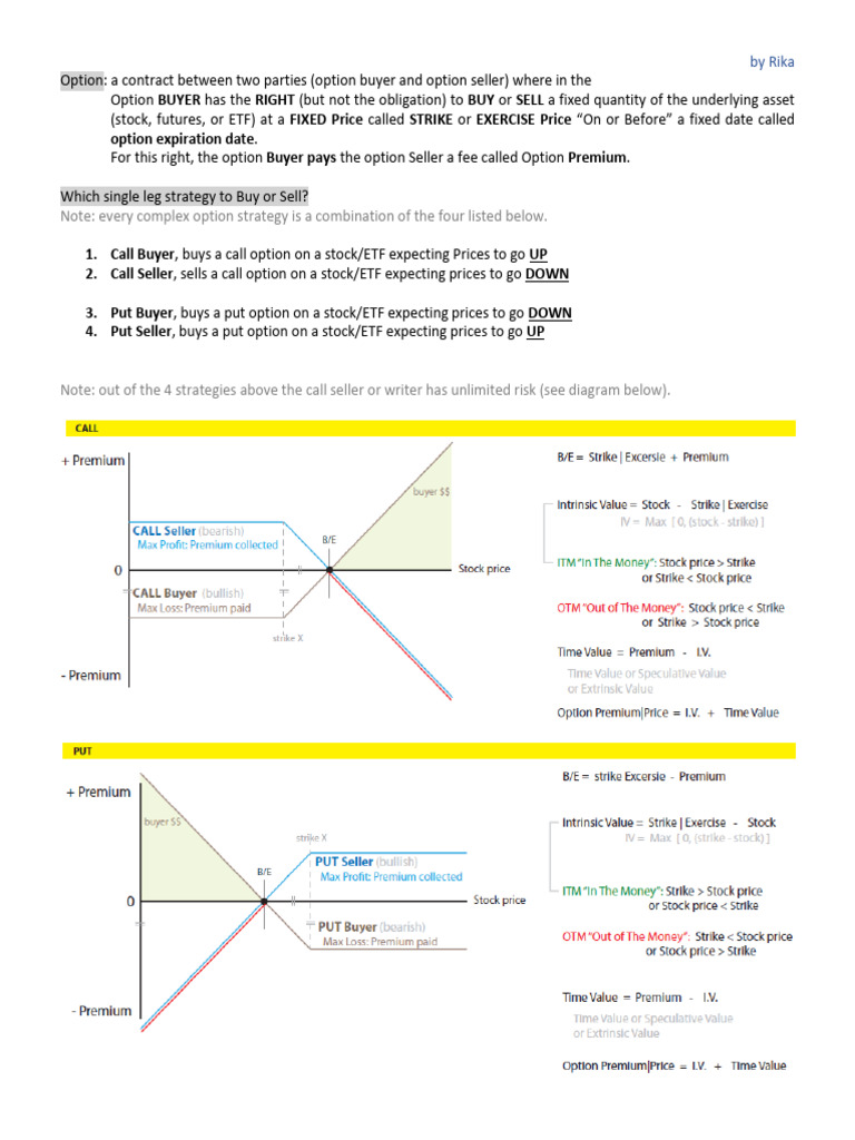 Options Beginner | PDF | Option (Finance) | Put Option