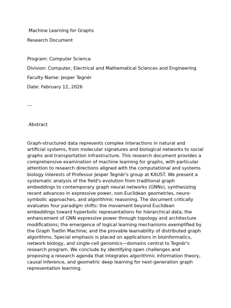 Machine Learning For Graphs | PDF | Hyperbolic Geometry | Machine Learning