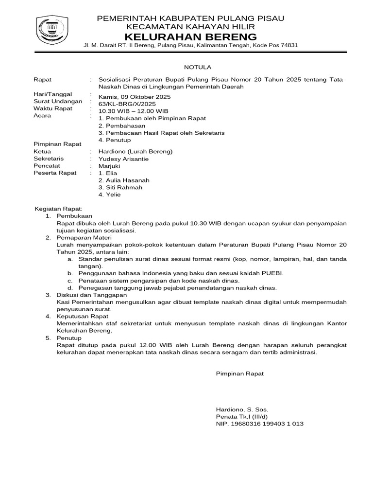 Notula Rapat | PDF