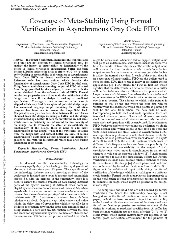 Coverage of Meta-Stability Using Formal Verification in Asynchronous ...