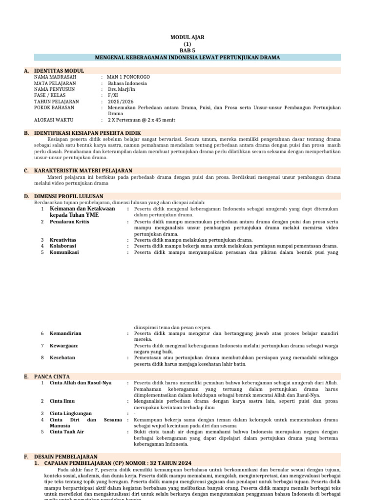 Modul Ajar 1 Bab 5 Xi Versi PM | PDF