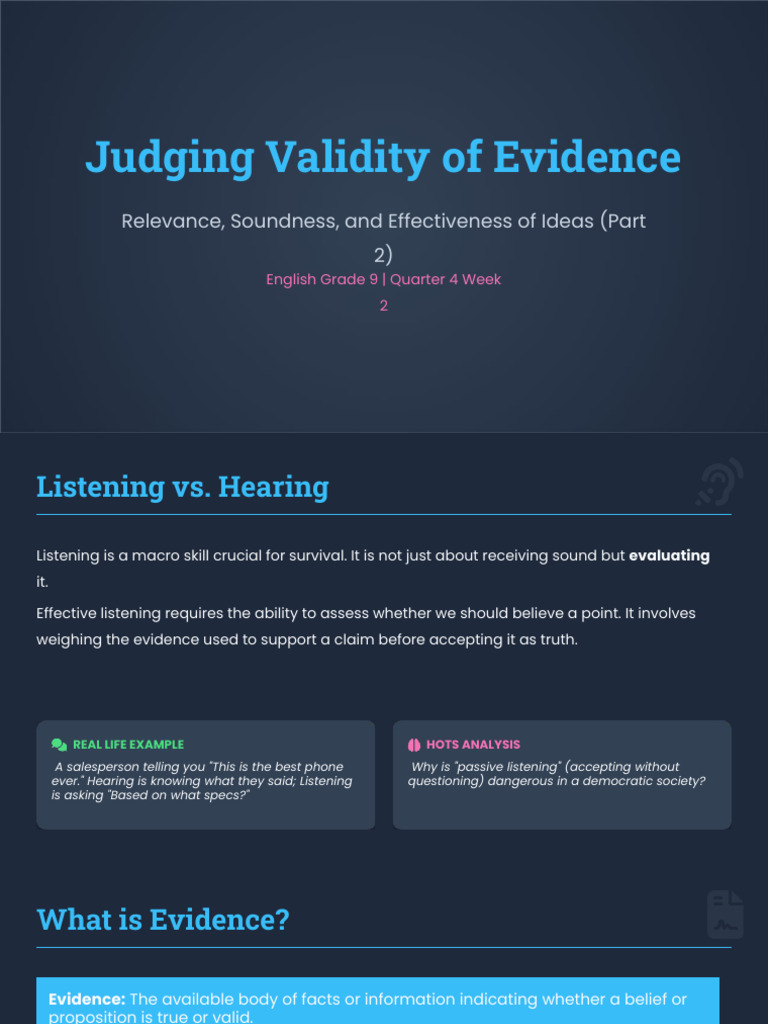 Judging Validity of Evidence | PDF | Evidence | Argument