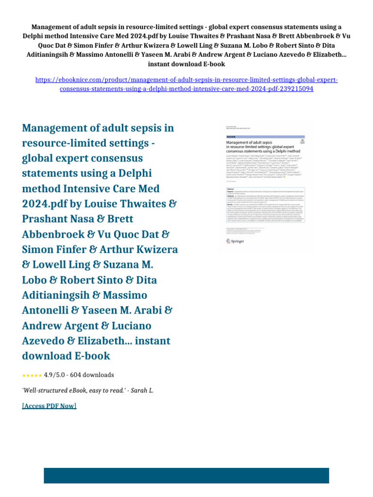 Consensus Statements Using A Delphi Method Intensive Care Med 2024 PDF ...